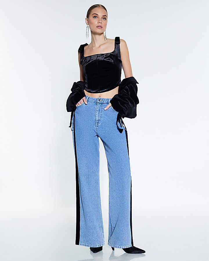 Black Velvet Sleeveless Corset Top