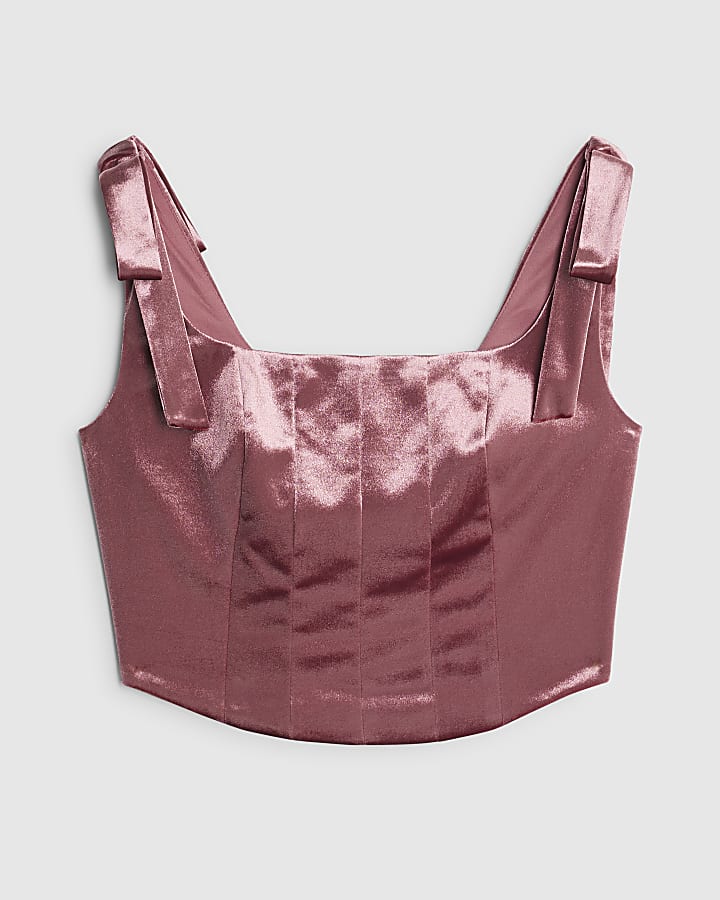 Pink Velvet Sleeveless Corset Top