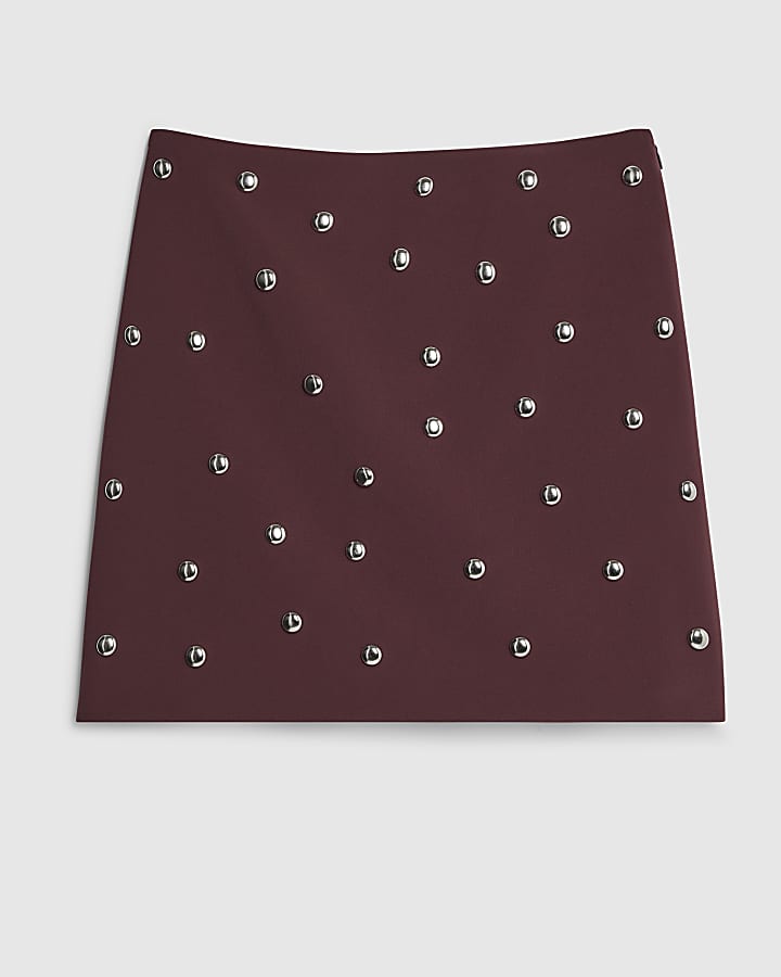 RI Studio Red Mini Studded skirt
