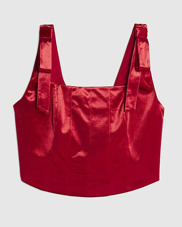 Red Velvet Sleeveless Corset Top