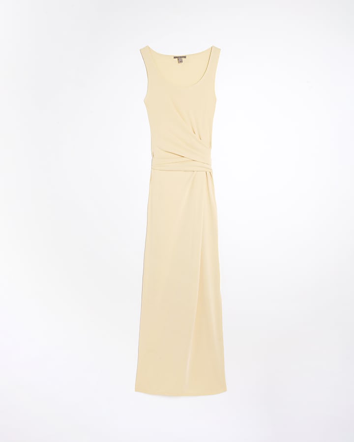 Yellow Sleeveless Side Knot Maxi Dress
