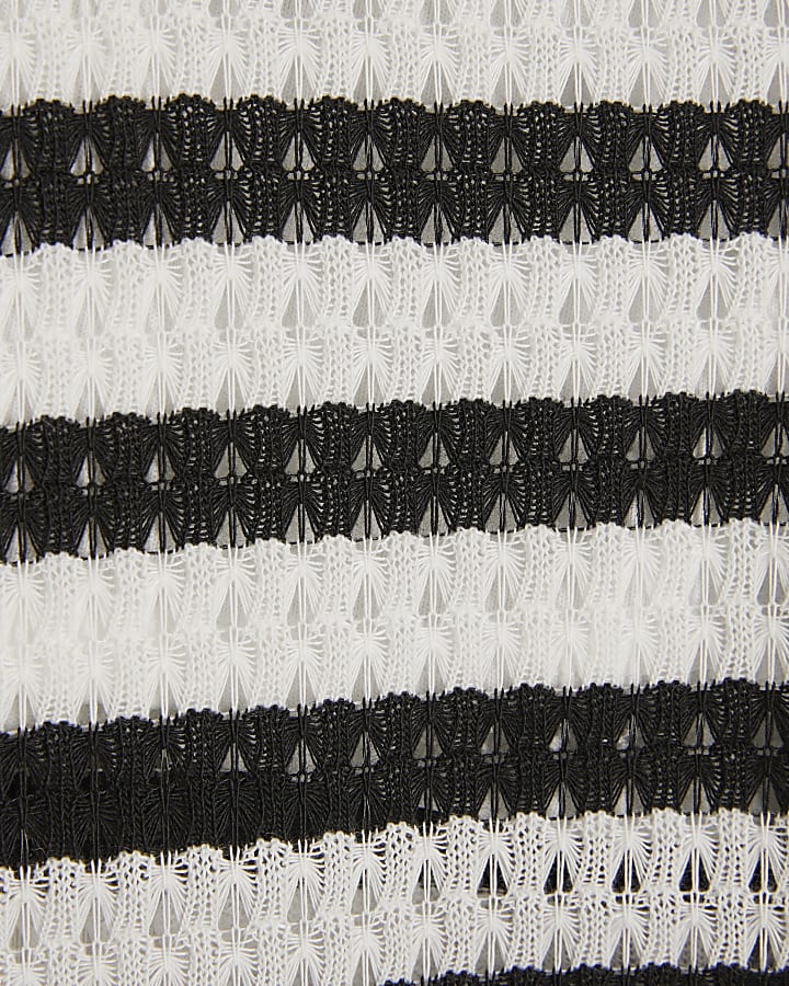 Black Stripe Wide Leg Crochet Trousers