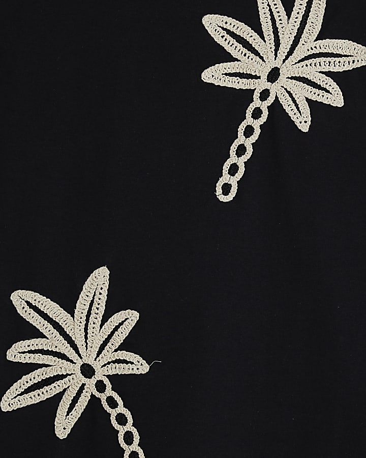 Black Crochet Palm Tree T-Shirt