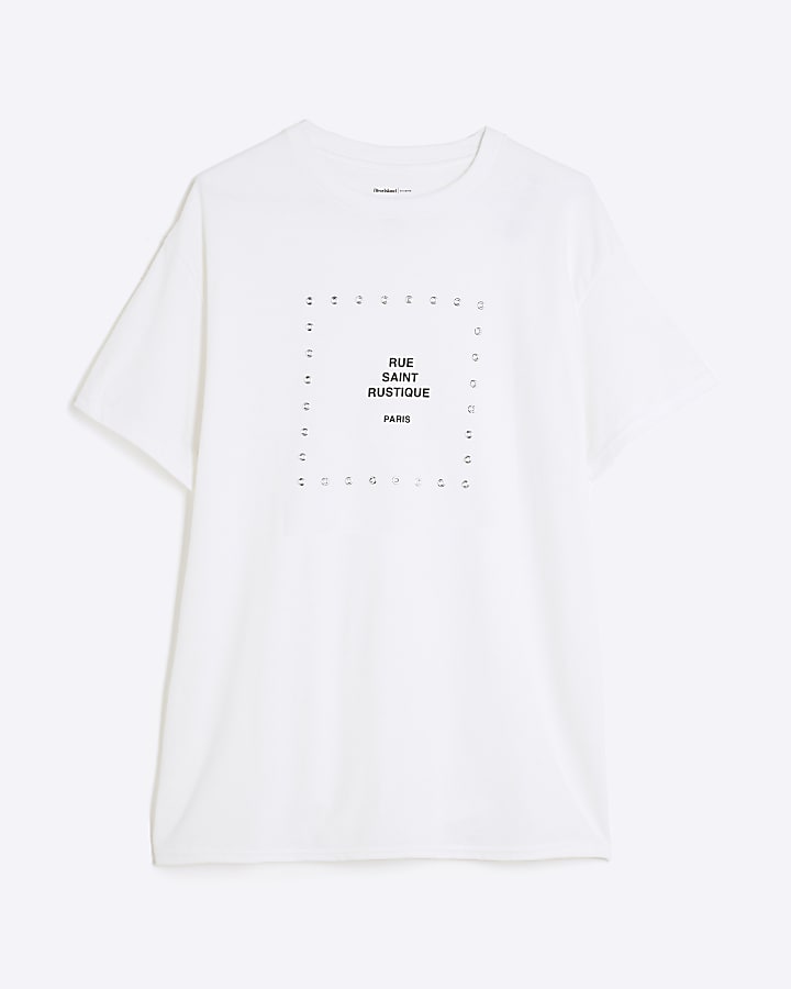 White Short Sleeve Eyelet T-Shirt