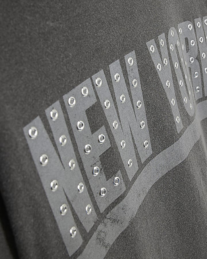 Grey Short Sleeve New York Eyelet T-shirt