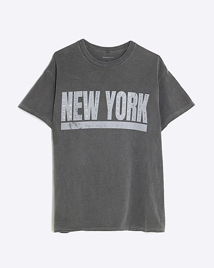 Grey Short Sleeve New York Eyelet T-shirt