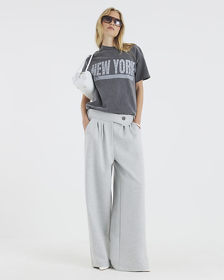 Grey Short Sleeve New York Eyelet T-shirt