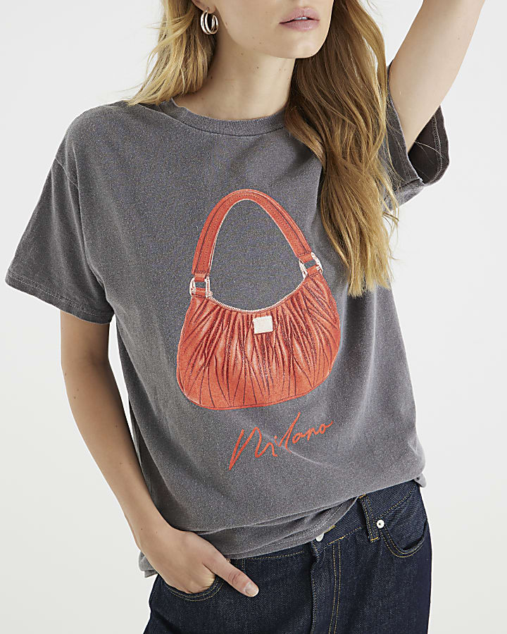 Grey Glitter Milano Bag T-Shirt