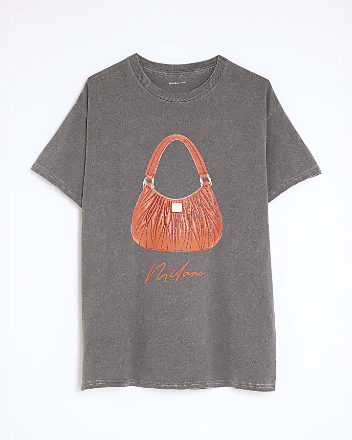 Grey Glitter Milano Bag T-Shirt