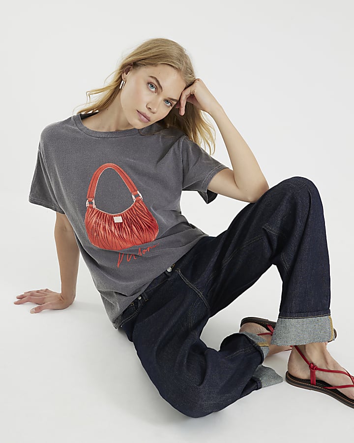 Grey Glitter Milano Bag T-Shirt