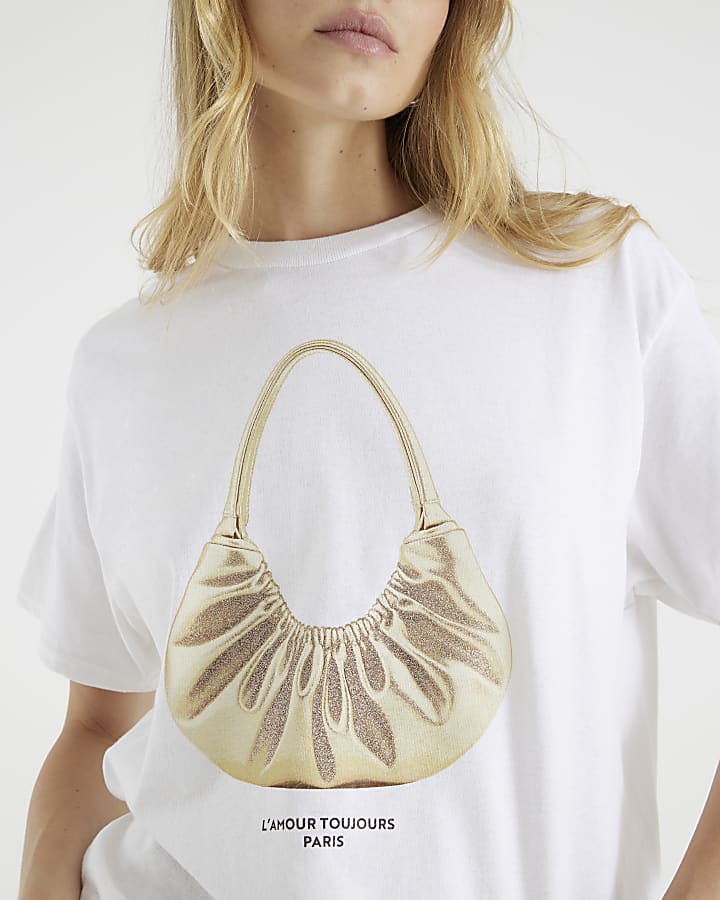 White Glitter L'Amour Bag T-Shirt