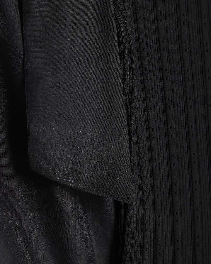 Black Knit Hybrid Long Sleeve Top