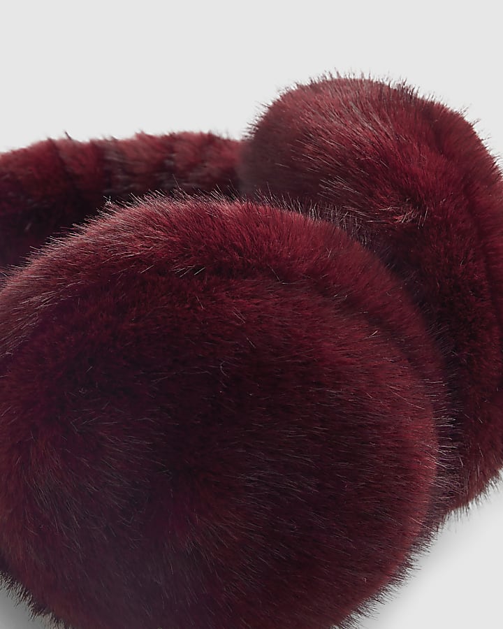 Red Faux Fur Earmuffs