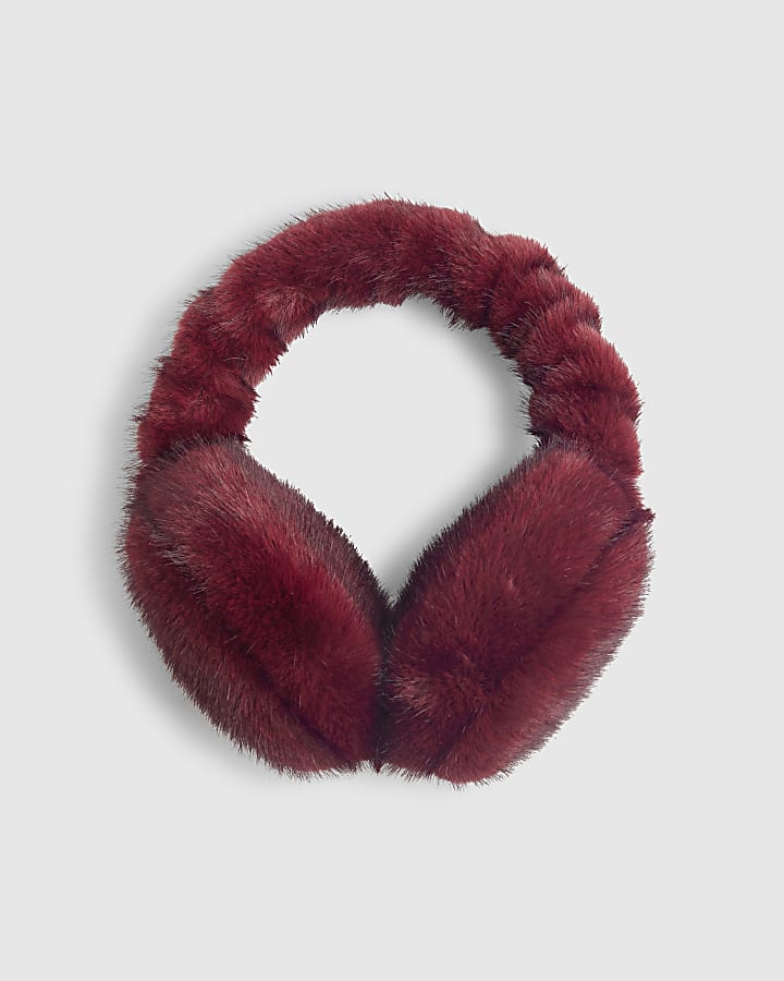 Red Faux Fur Earmuffs
