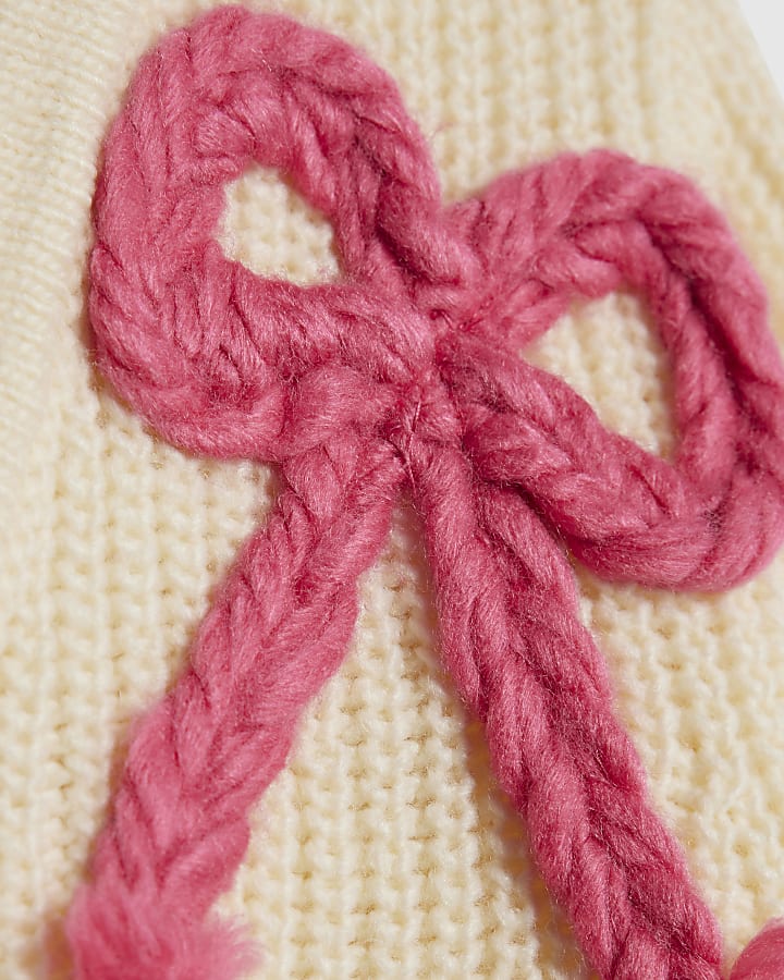 Cream Knitted Bow Cardigan