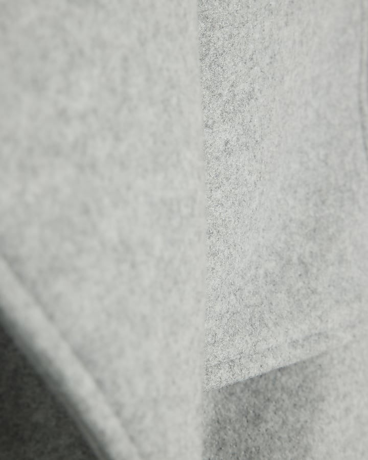 Grey Batwing Collar Belted Coat