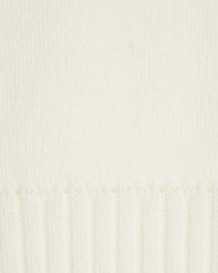 Cream Knitted Structured Shoulder Tank Top