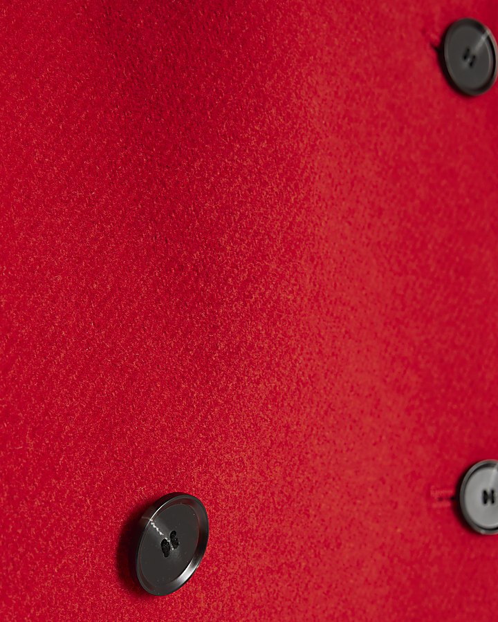 Red Wool Blend Mid Length Scarf Coat