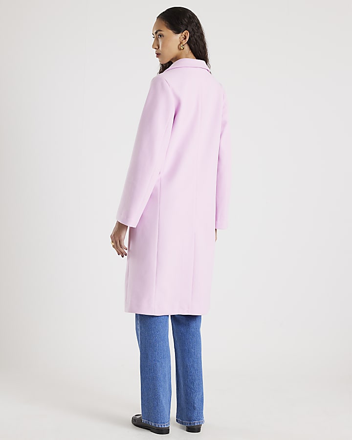 Pink Single Breasted Longline Coat
