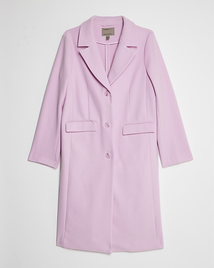 Pink Single Breasted Longline Coat