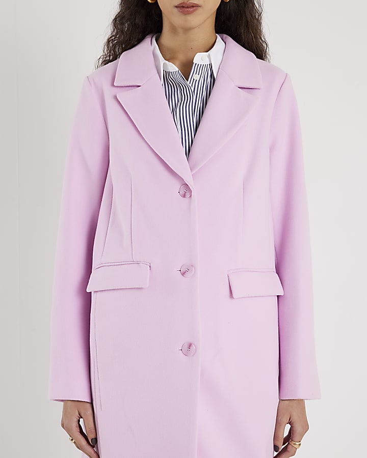 Pink Single Breasted Longline Coat