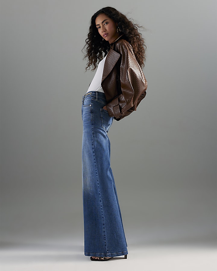 Blue Palazzo Wide Leg Jeans