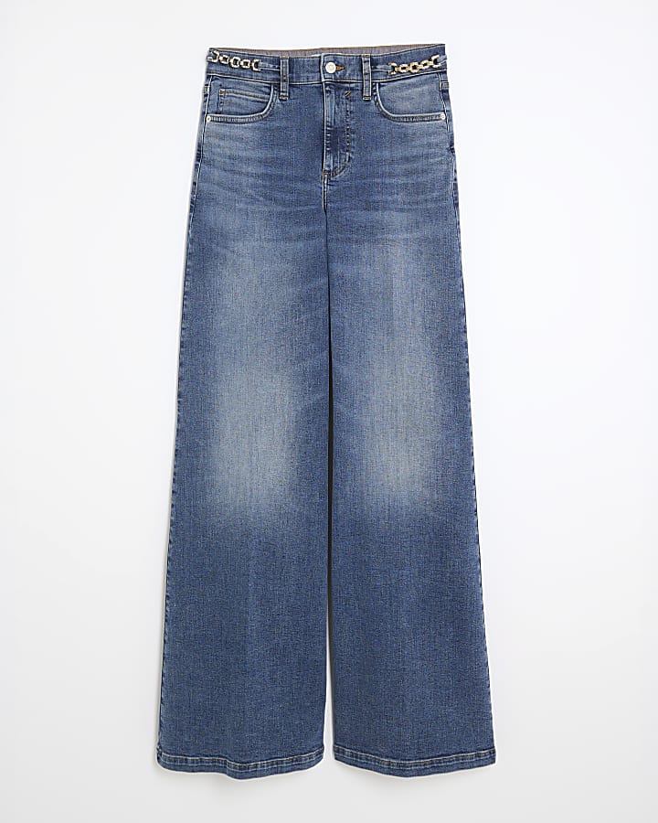 Blue Palazzo Wide Leg Jeans