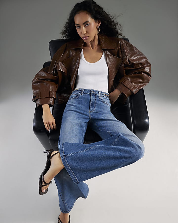 Blue Palazzo Wide Leg Jeans