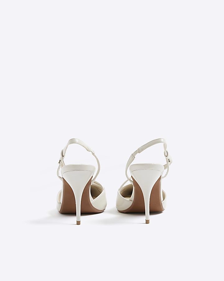 Cream Strapped Court Heeled Shoes