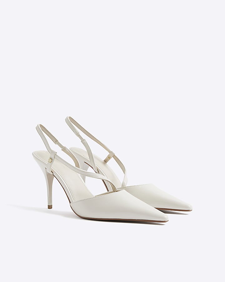 Cream Strapped Court Heeled Shoes