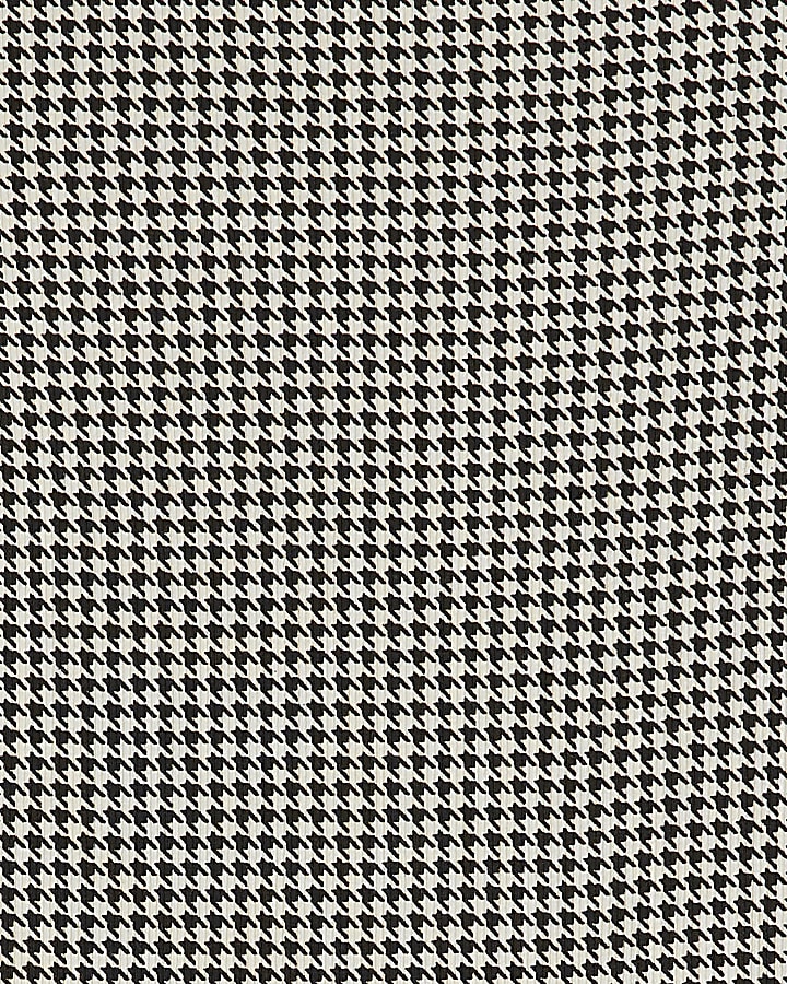 Black Long Sleeve Dogtooth Print Top