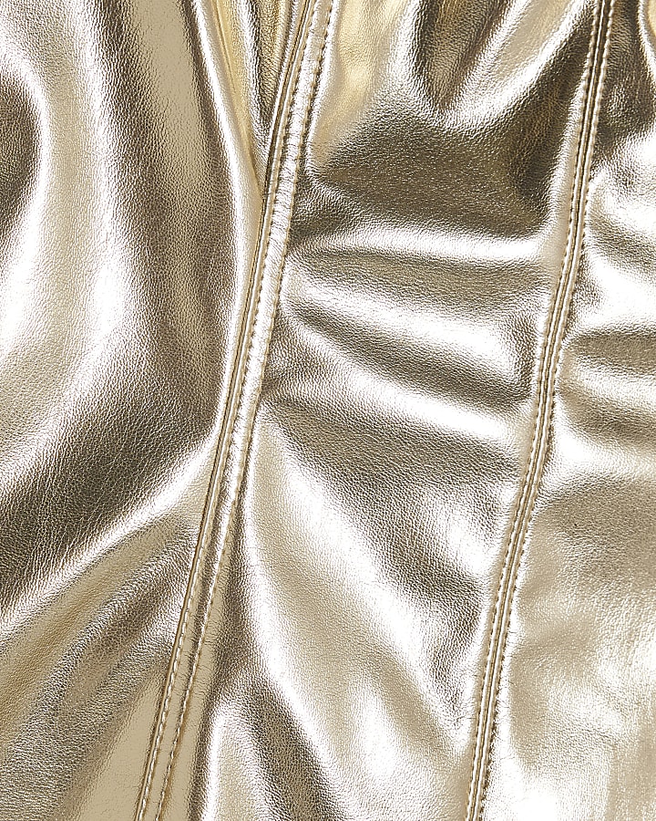 Gold Metallic Bow Back Mini Dress