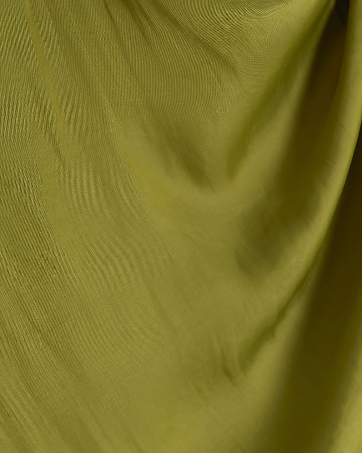 Green Satin Cowl Neck Tank Top