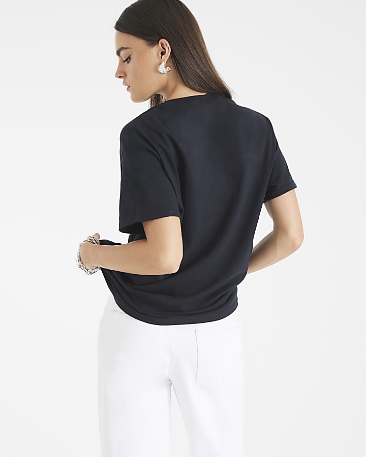 Black Short Sleeve Brooklyn Print T-shirt