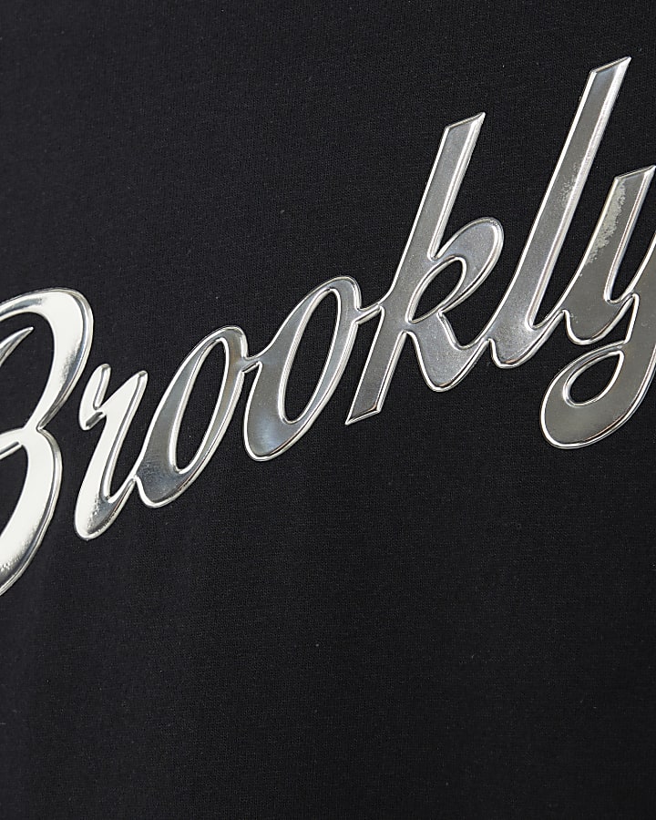 Black Short Sleeve Brooklyn Print T-shirt
