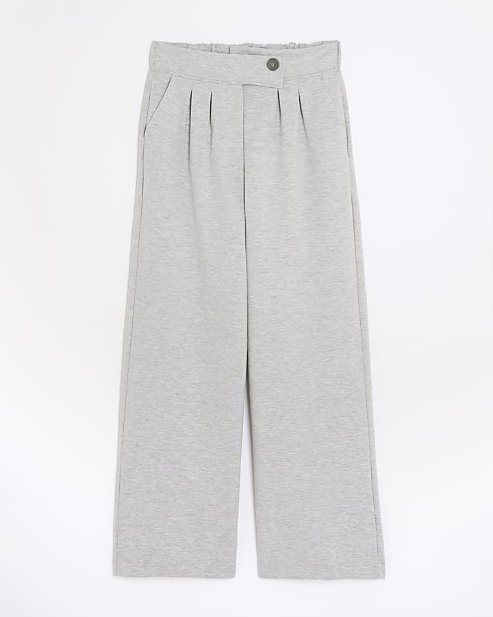 Grey Tailored Wide Leg Trousers
