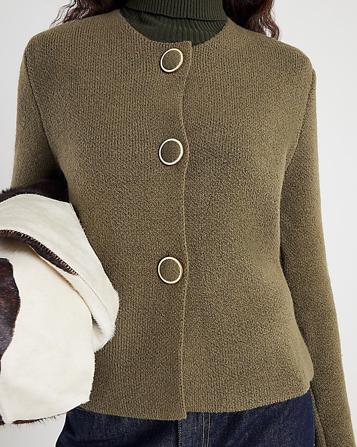 Green Button Detail Cardigan