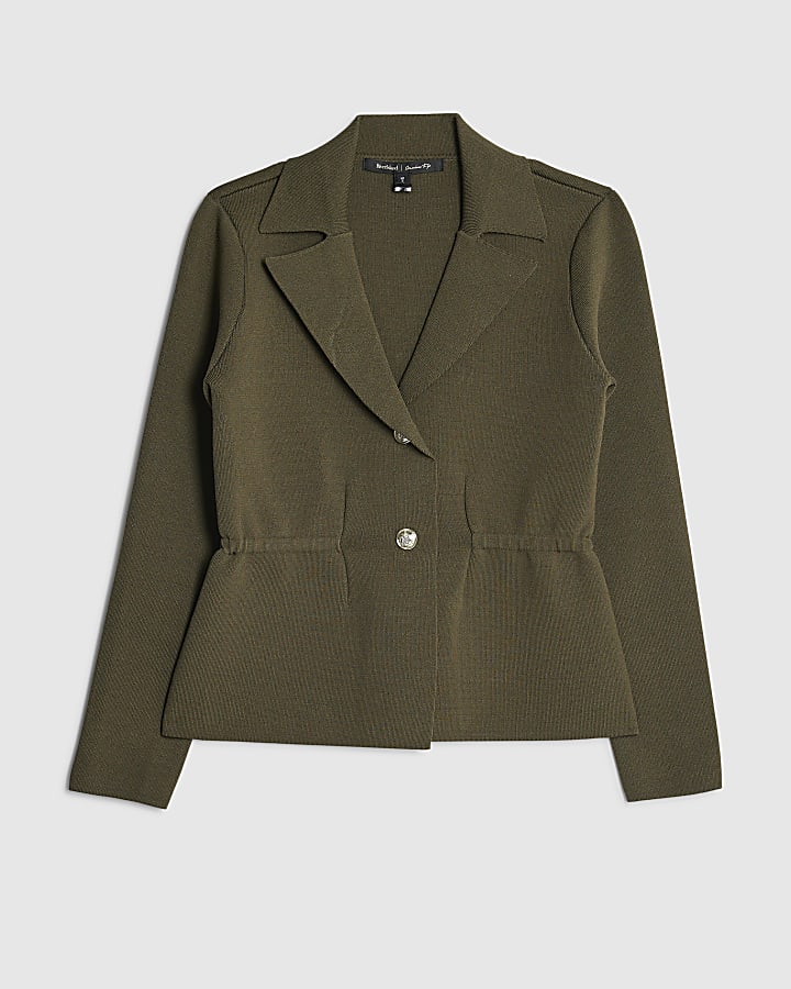 Khaki Blazer Cardigan