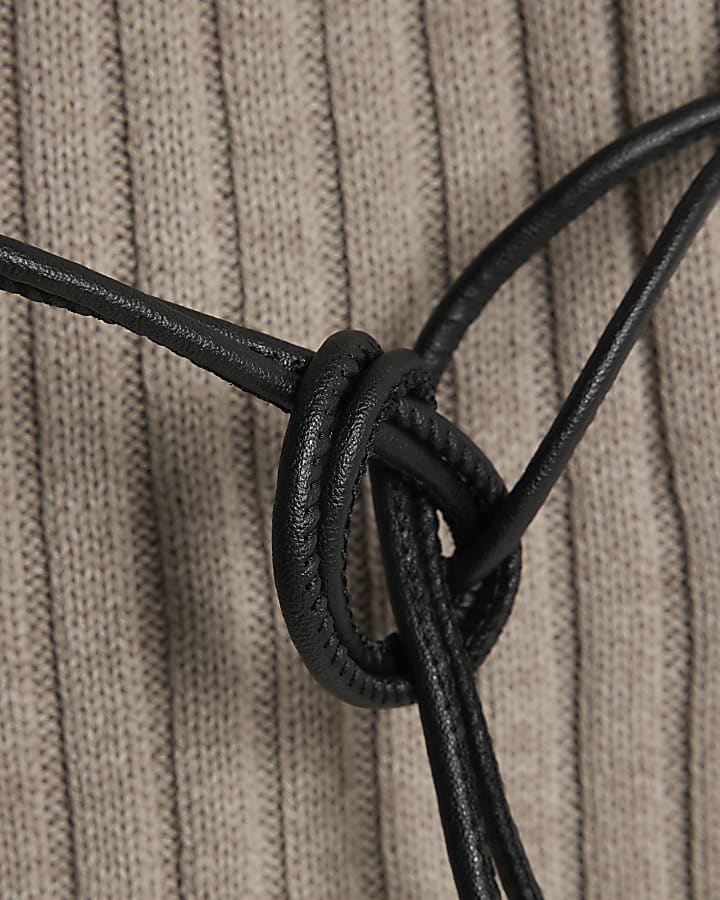 Grey Belted Knit ribbed tank top