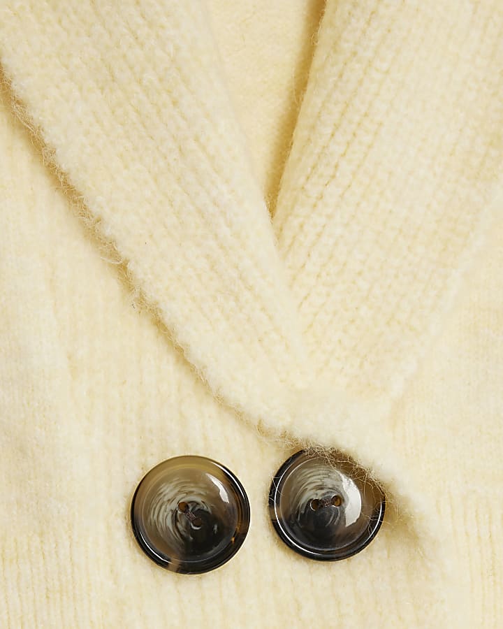 Yellow Knitted Shawl Collar Cardigan