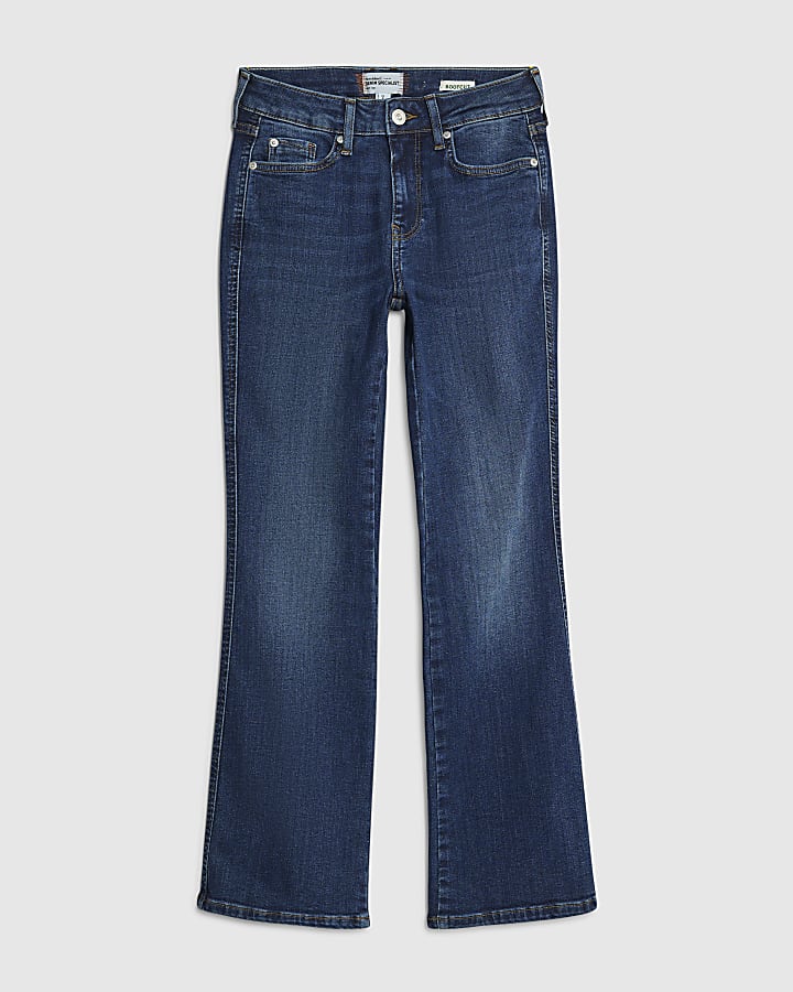 Petite Blue Mid Rise Flared Jeans