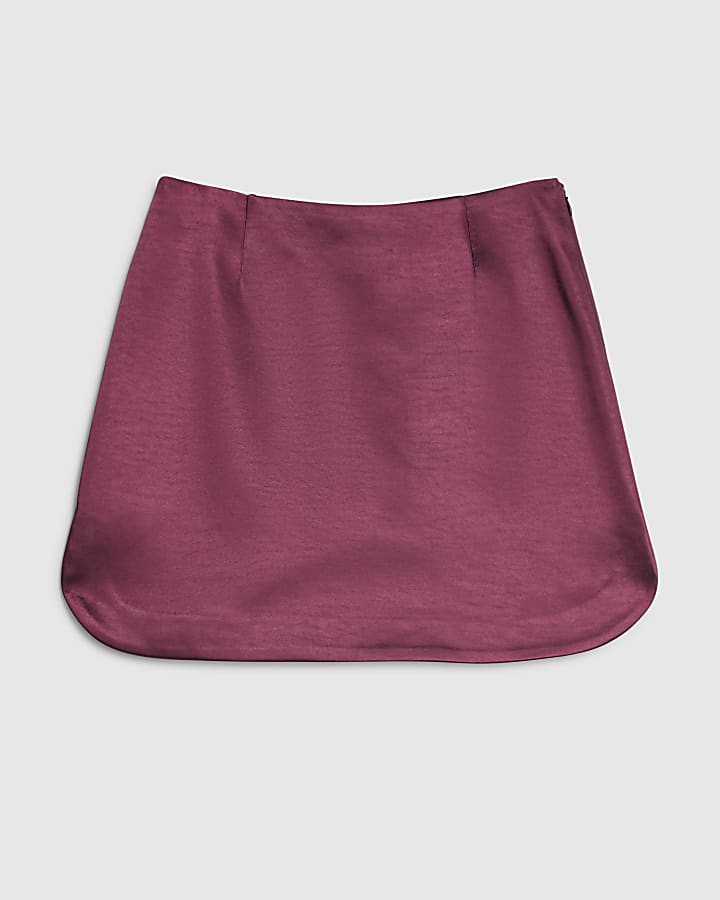 Red Satin A Line Mini Skirt