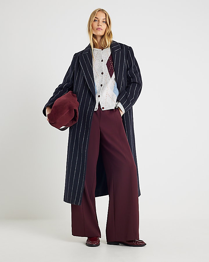 Red Wide Leg Tailored Joggers