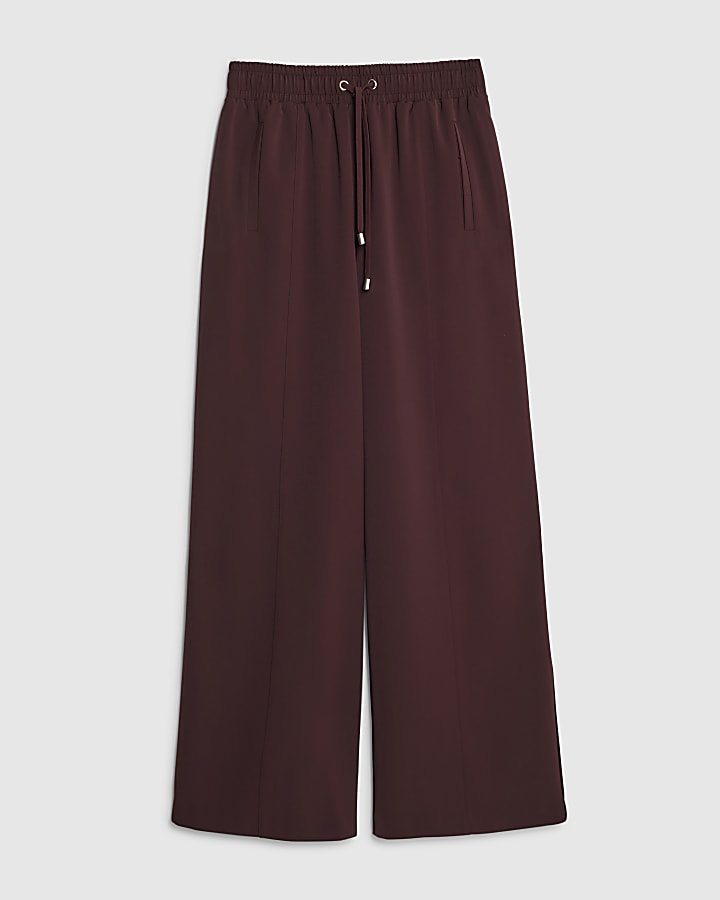 Red Wide Leg Tailored Joggers