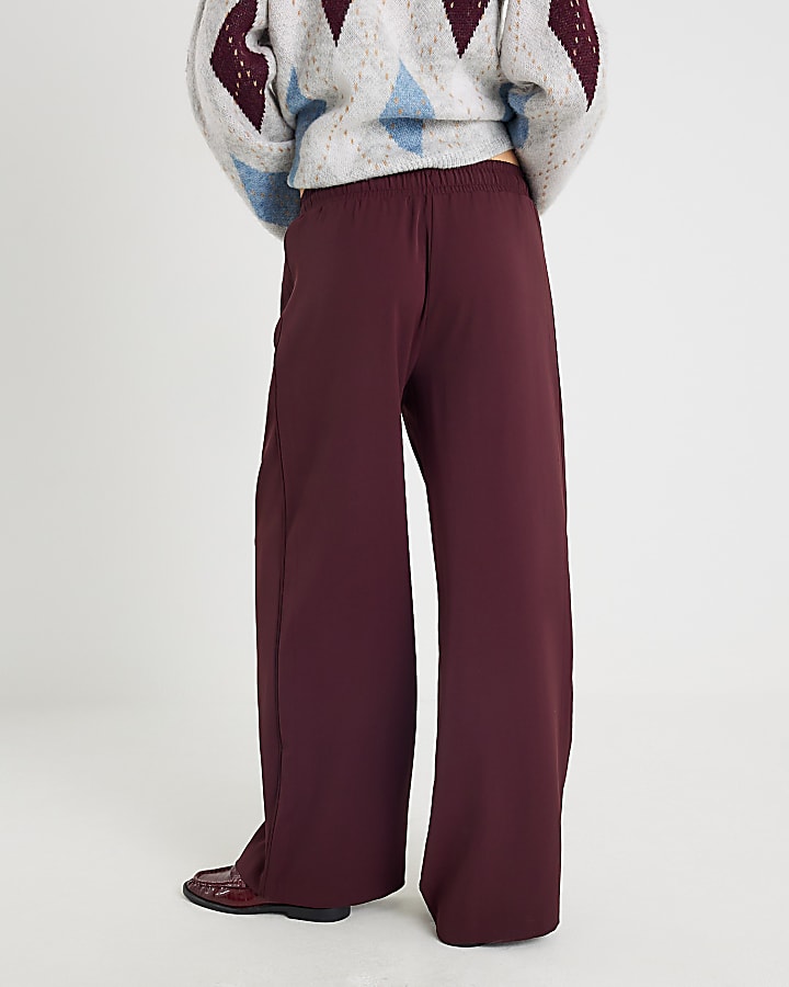 Red Wide Leg Tailored Joggers