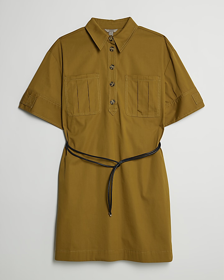 Yellow Utility Shirt Dress