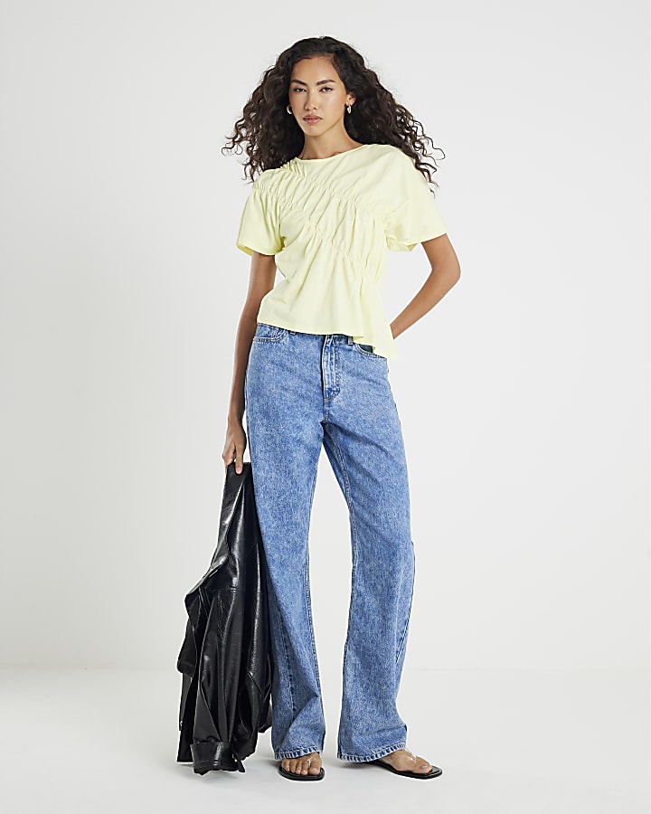 Lime Short Sleeve Ruched Front T-shirt
