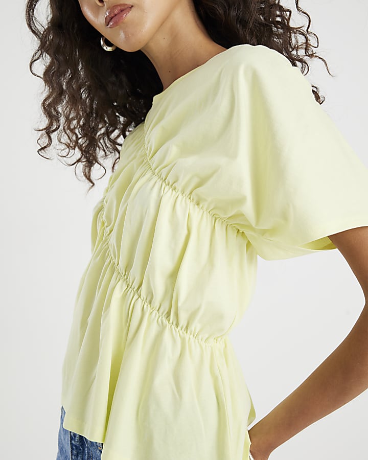 Lime Short Sleeve Ruched Front T-shirt