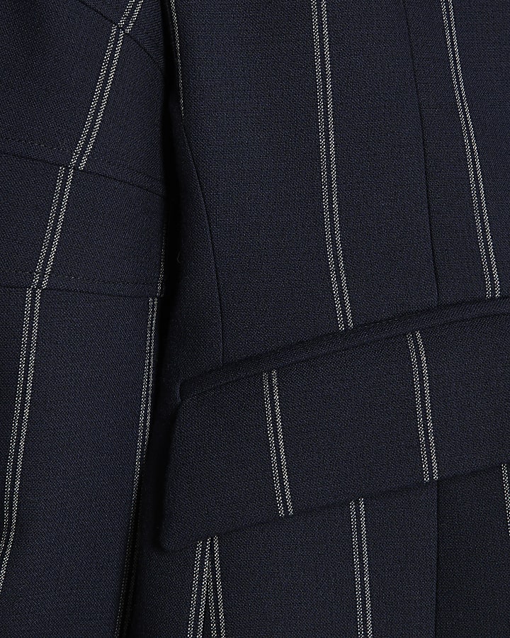 RI Studio Navy Cocoon Sleeve Stripe Blazer