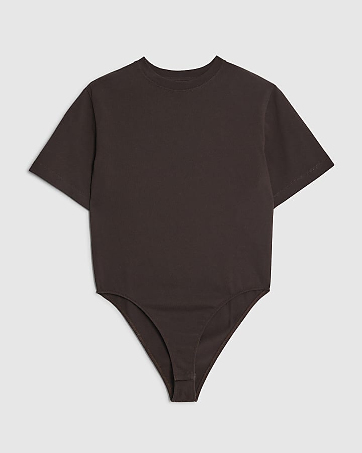 RI Studio Brown Shoulder Pad Bodysuit